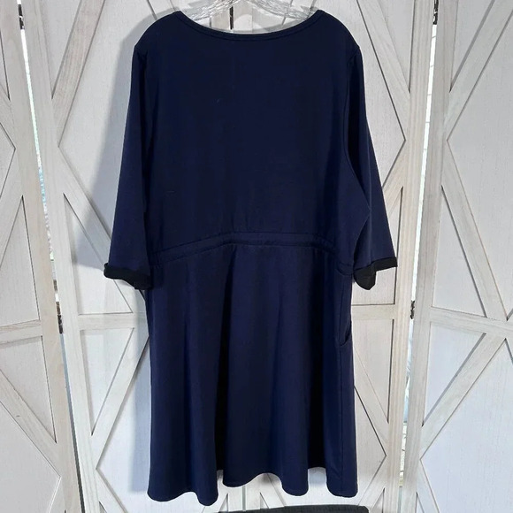 Torrid Tie Waist Skater Dress in Navy - Picture 3 of 6